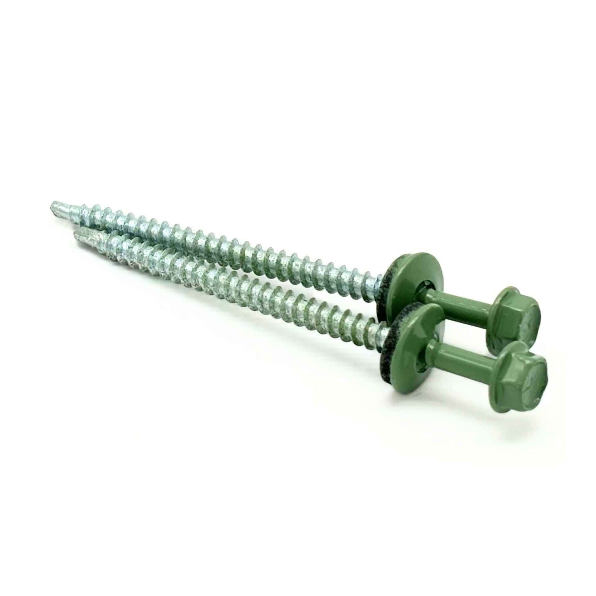 Schrauben 4,8x80mm für Trapezbleche in der Farbe RAL 6011, Resedagrün