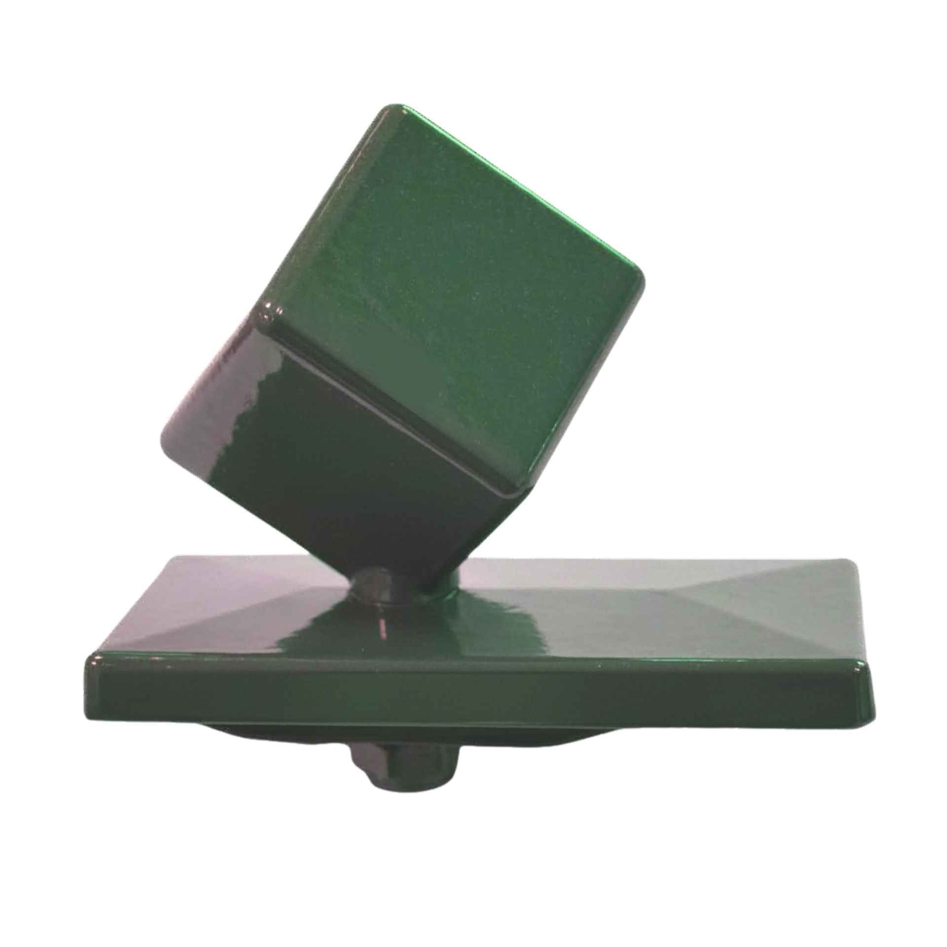 Alu-Würfelkappe mit Überstand für Zaunpfosten in der Farbe Moosgrün (RAL 6005)