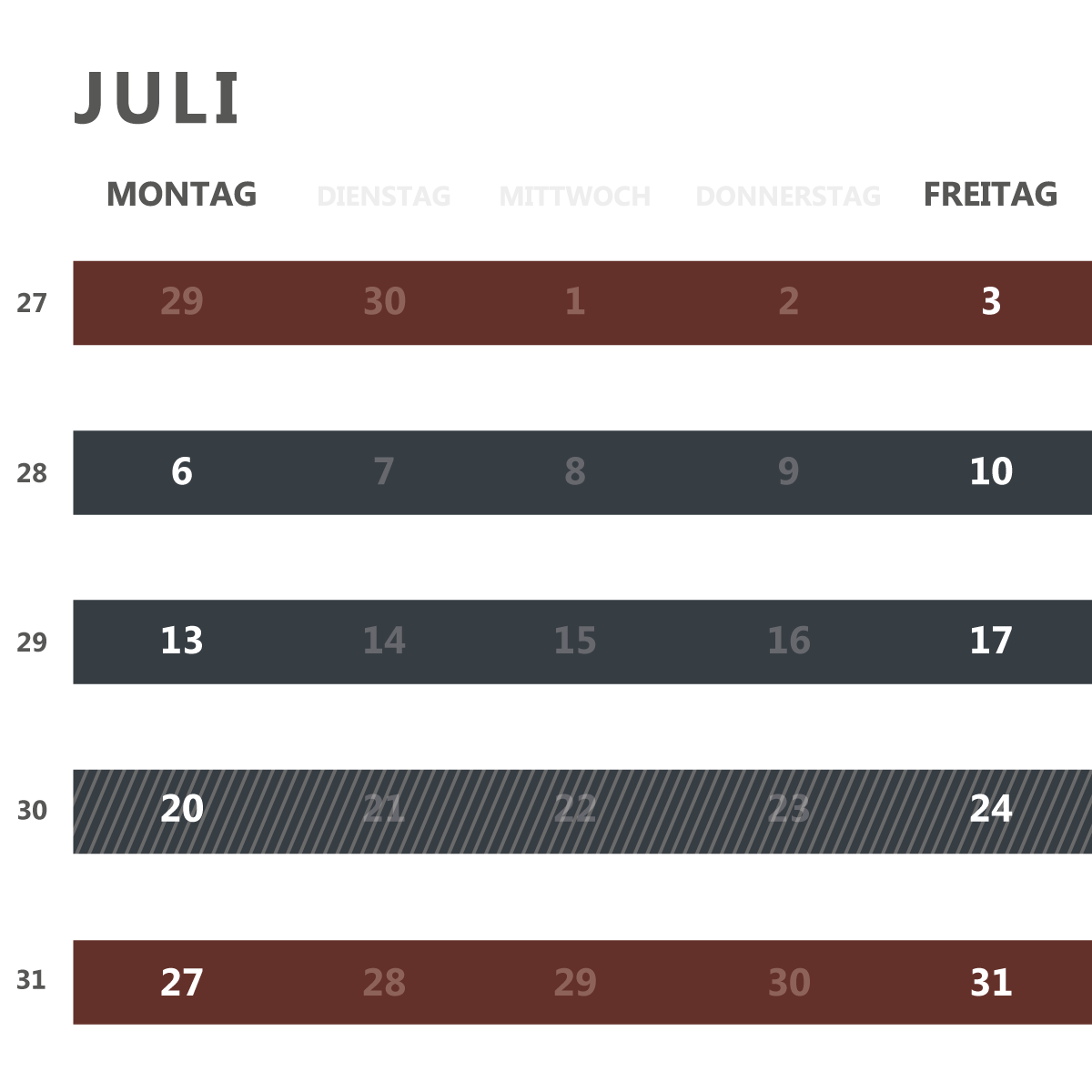 Wersverkauf Produktionskalender Juli