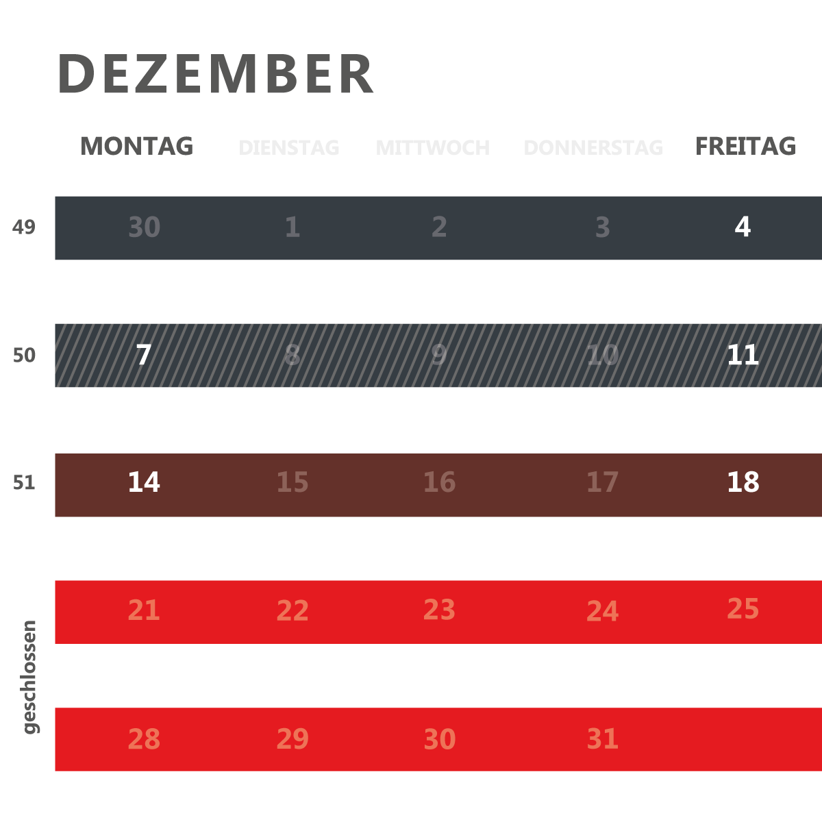 Wersverkauf Produktionskalender Dezember