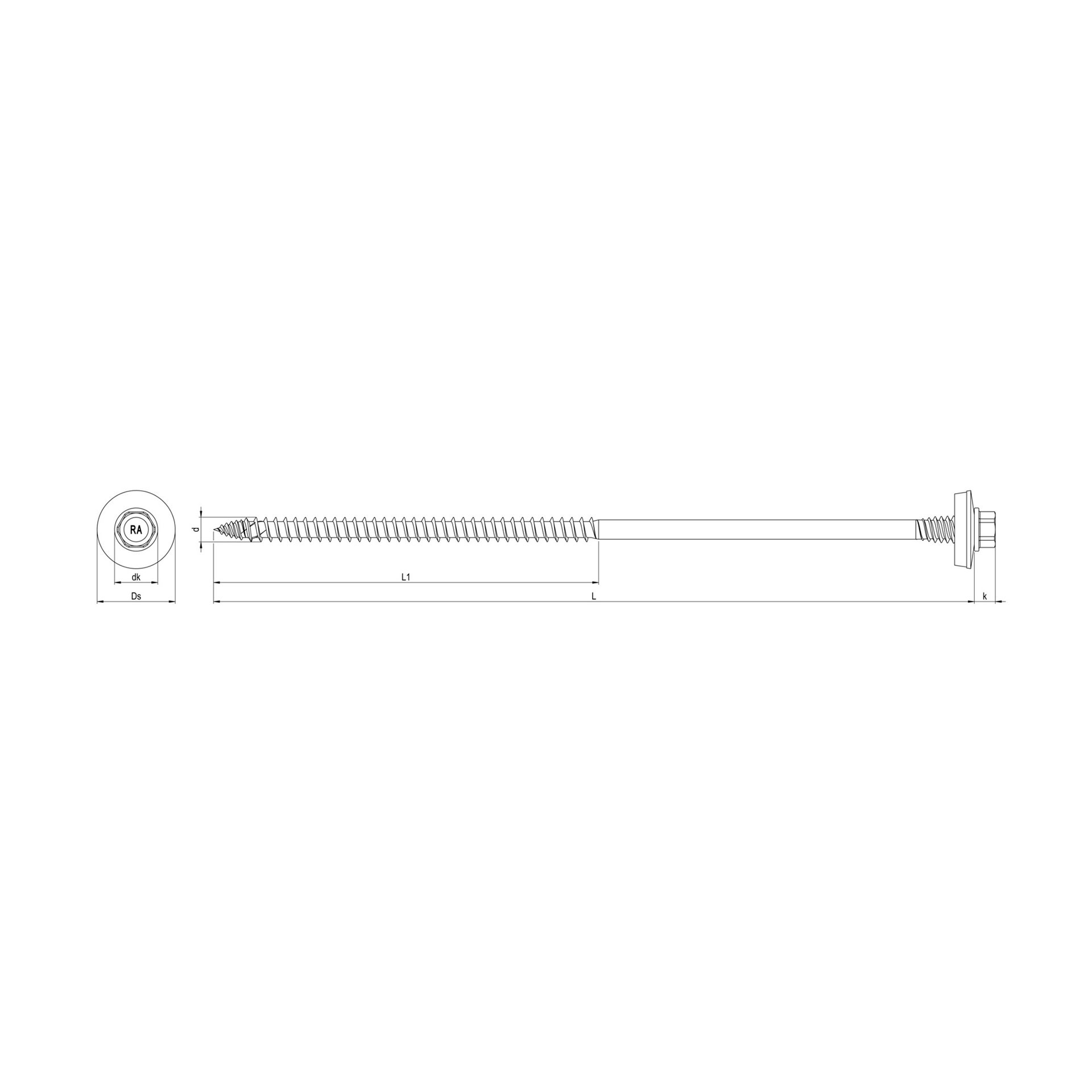 RP-TD-P Sandwich-Bohrschraube 6,5 x 100 mm, Skizze