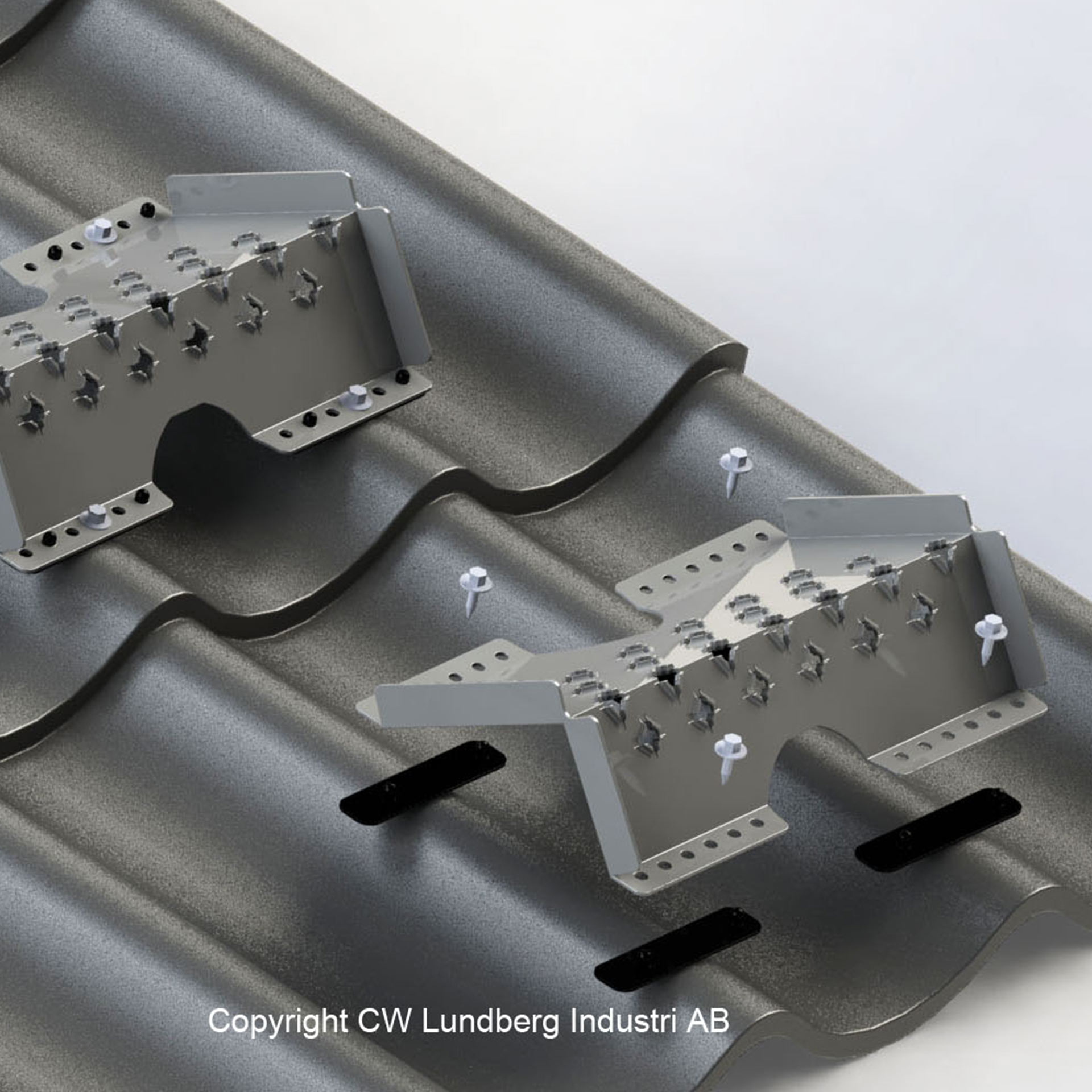 Richtige Montage der Dachstufe mit Schrauben und Montageplättchen.