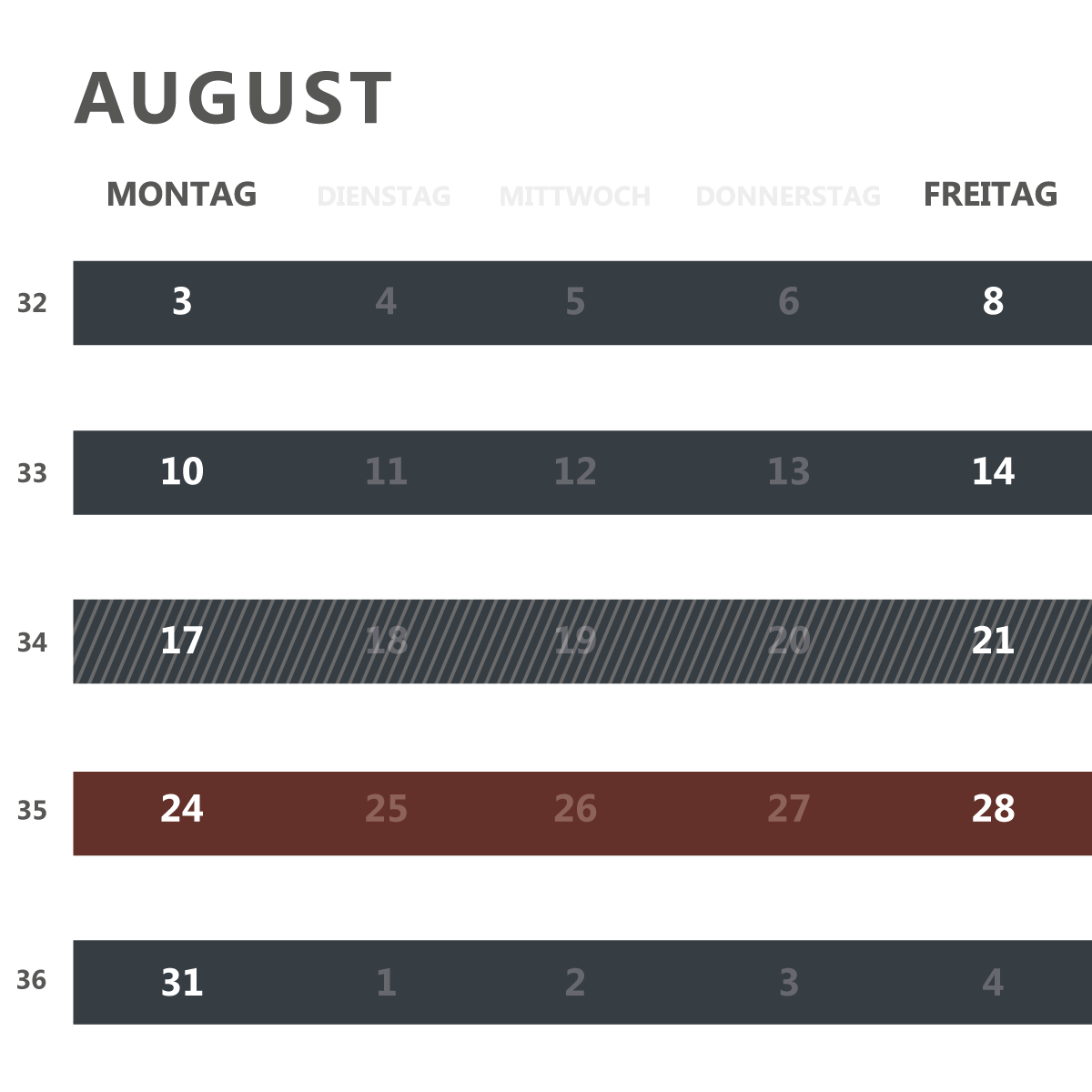 Wersverkauf Produktionskalender August