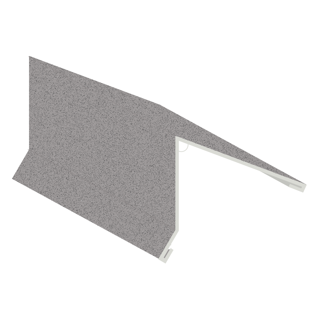 grau glitzerndes Pultfirst-Kantblech, verwendet im Dachbau zur Kantenabdeckung, von der Website von Nordbleche.