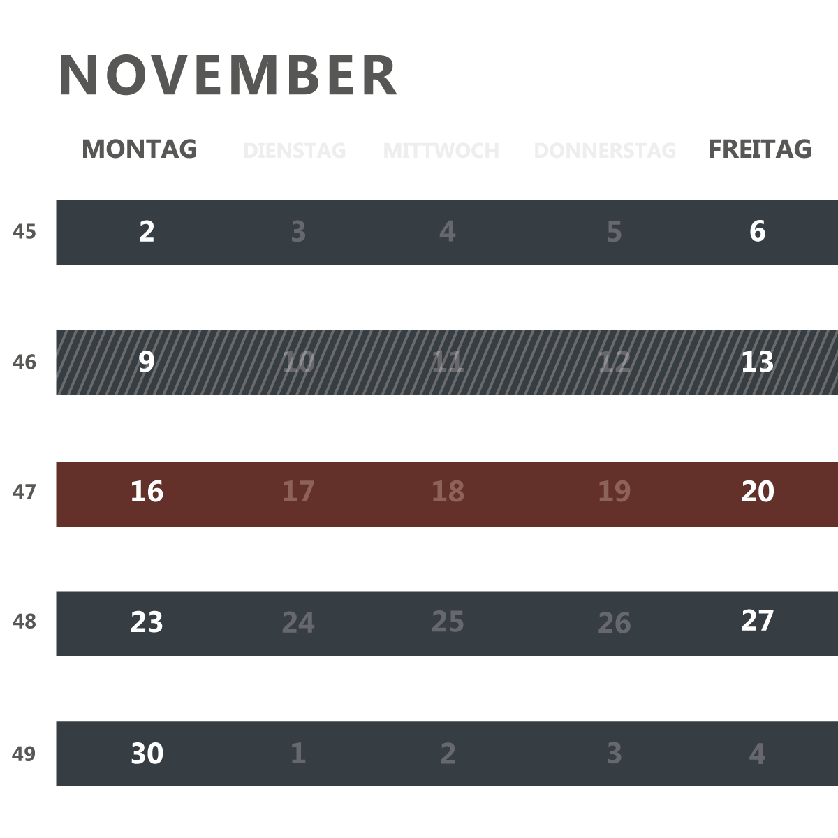 Wersverkauf Produktionskalender November