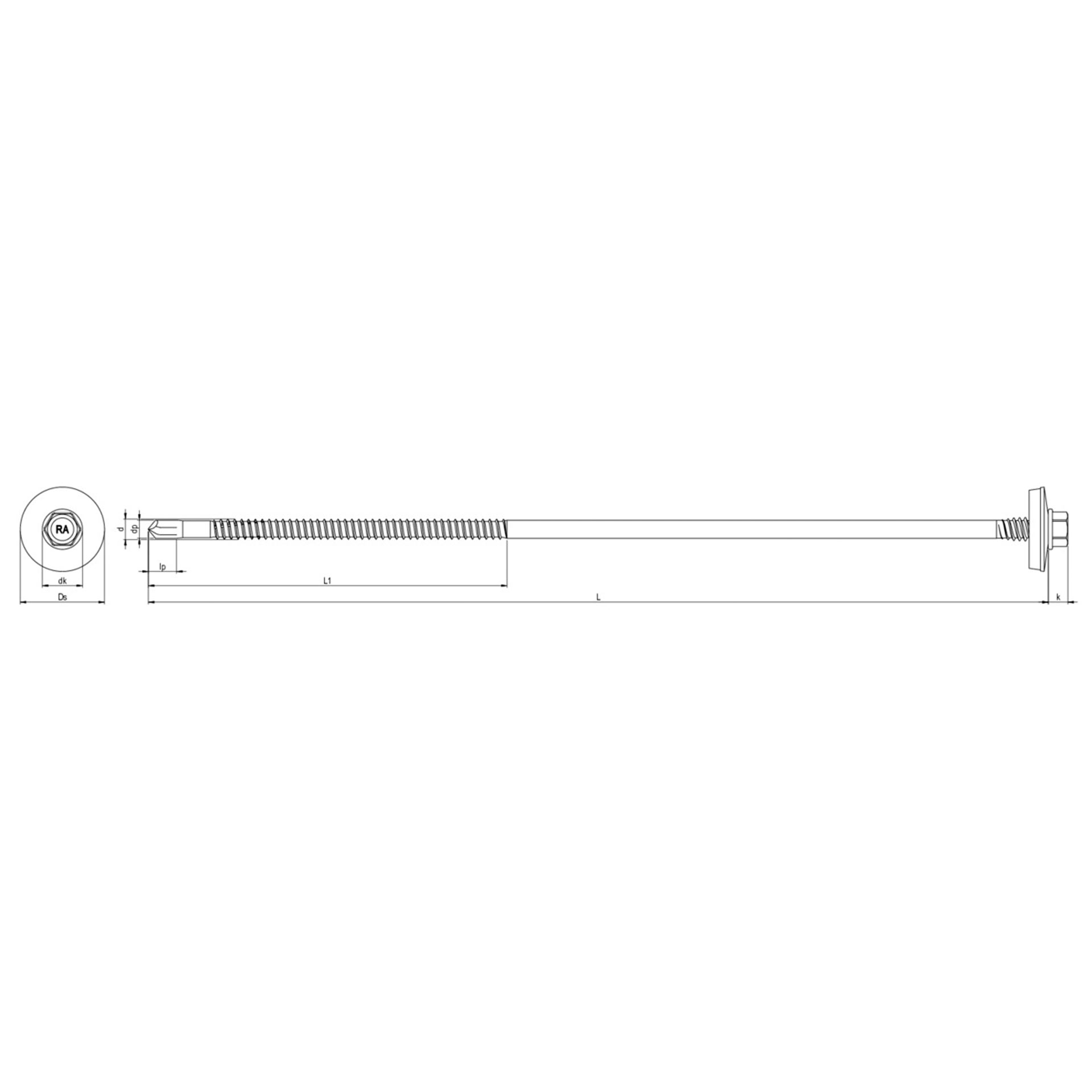 RP-7K-P Sandwich-Bohrschraube 5,5 x 235 mm, Skizze