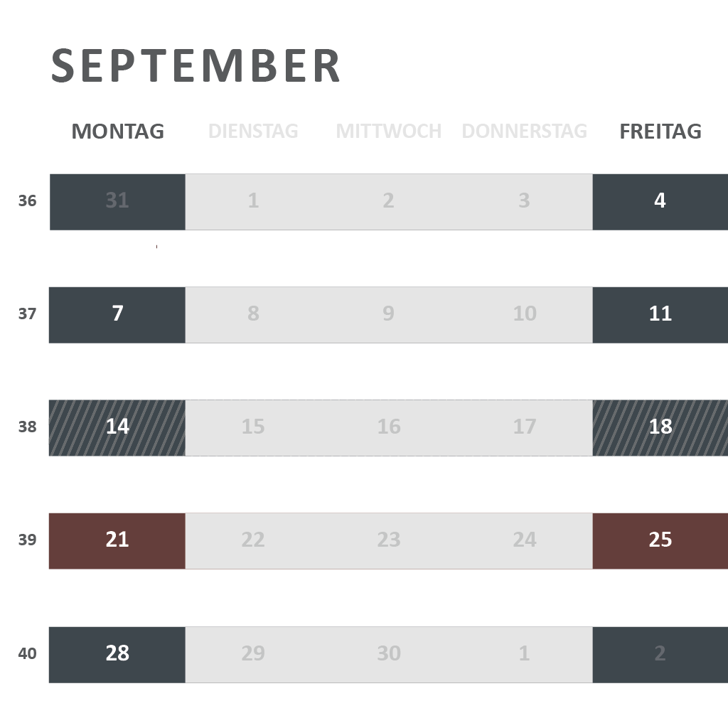 Wersverkauf Produktionskalender September