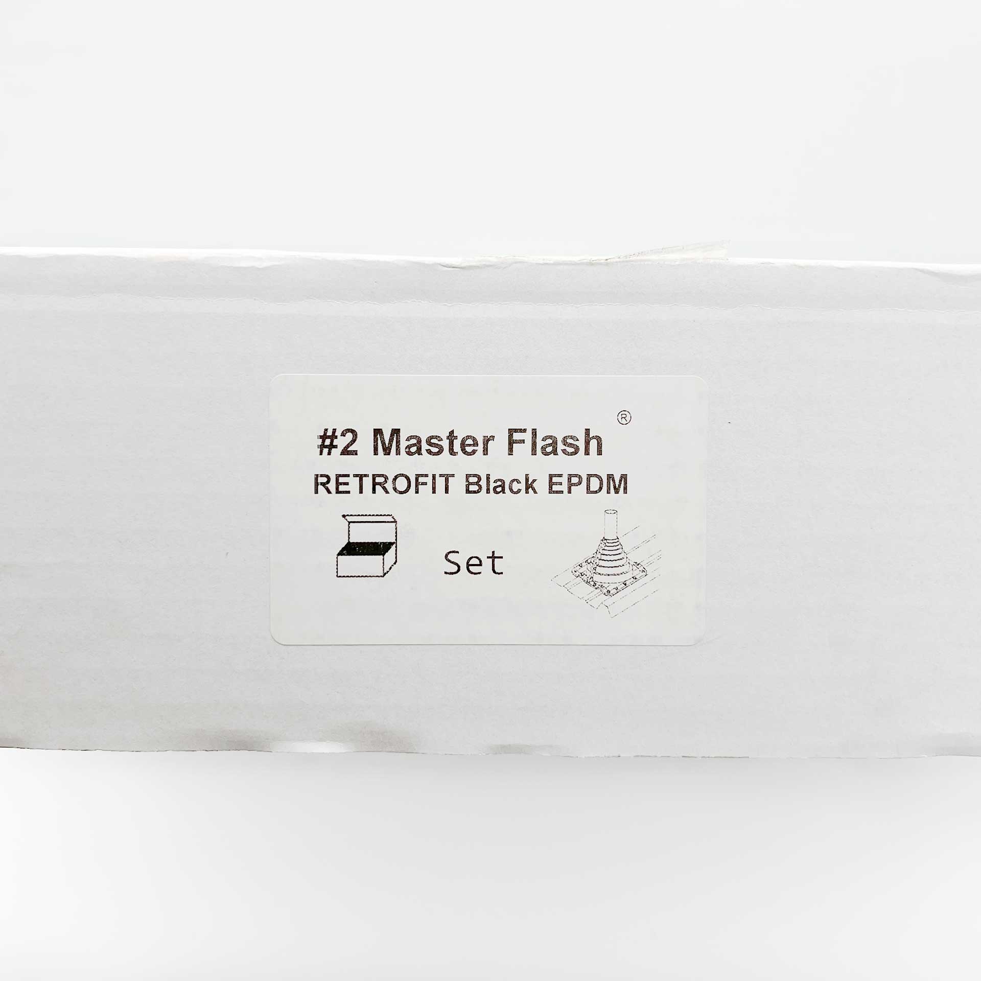 Aufkleber auf einer Verpackung fotografiert: #2 MAster Flash Retrofit Black EPDM Set