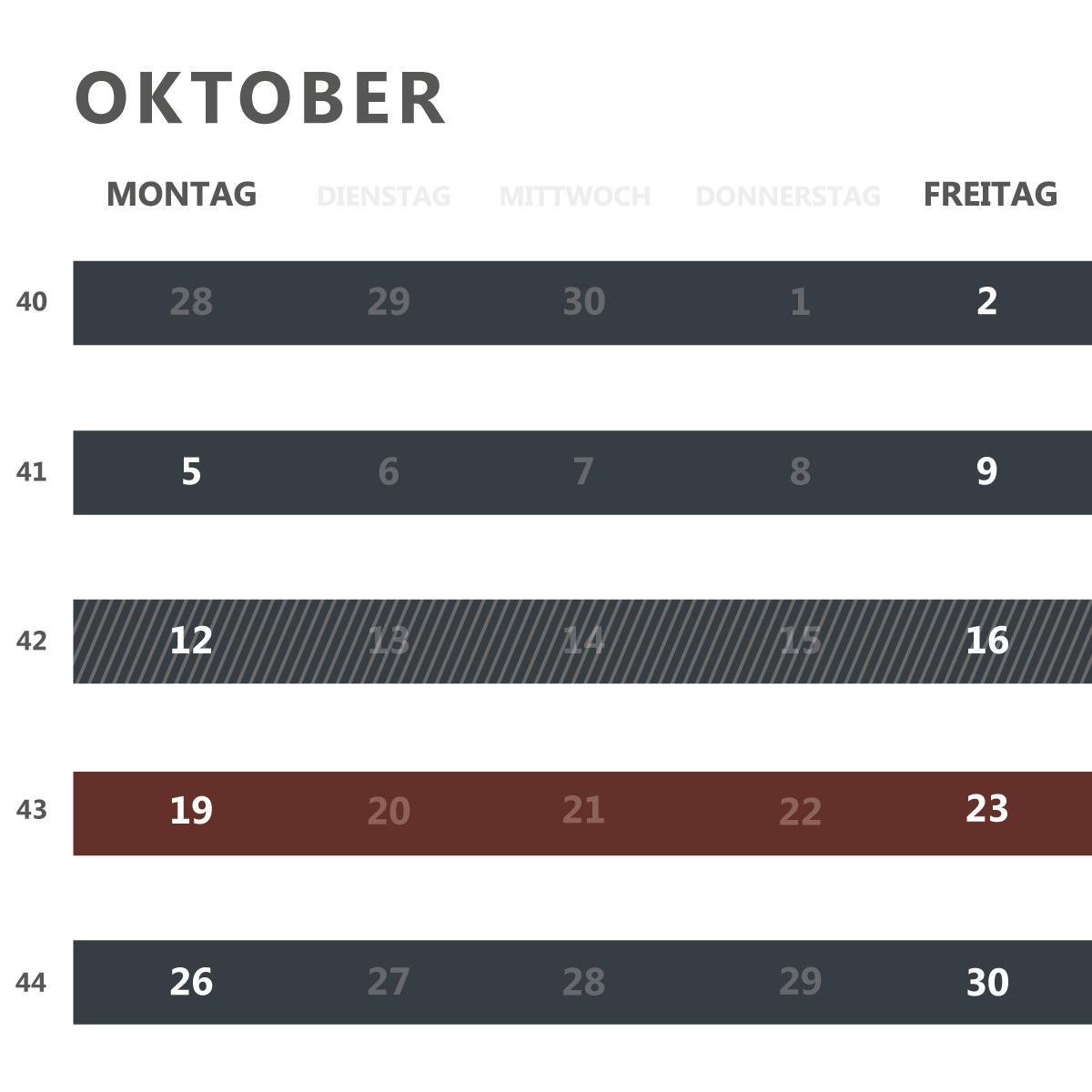 Wersverkauf Produktionskalender Oktober