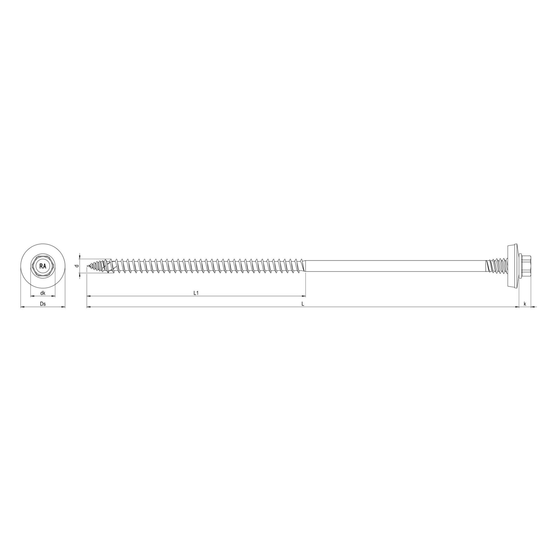 Bohrschraube 6,0 x 289 mm, Skizze